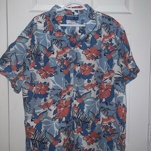 Nautica Blue and Red Casual Button Down Shirt